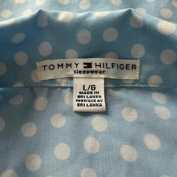 Tommy Hilfiger Woman’s Blue White Polka Dot 2 Piece Pajama Sleepwear Set- Size L - Picture 6 of 9